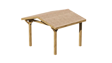 Oak Wooden Gazebo - Cedar Shingle Roof - Apex Design - With Overhang