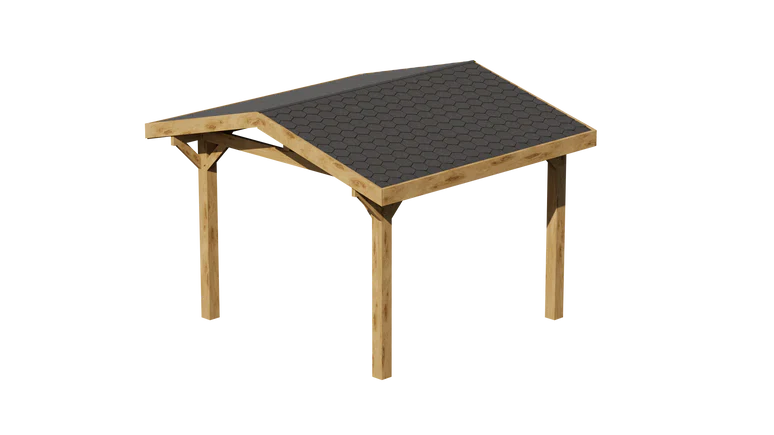 Oak Apex Gazebo with Katepal Black Shingle Roof and Overhang