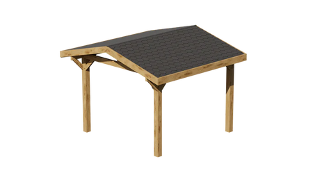 Oak Apex Gazebo with Katepal Black Shingle Roof and Overhang