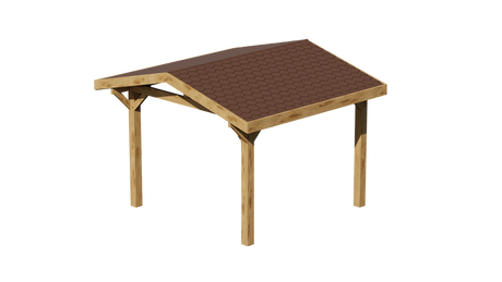 Oak Apex Gazebo with Katepal Brown Shingle Roof and Overhang