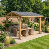 Oak Wooden Gazebo - Katepal Grey Shingle Roof - Apex Design - No Overhang