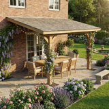 Oak Lean-To Gazebo with Treated Featheredge Roof