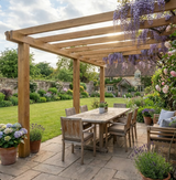 Oak Lean-To Pergola with Open Roof Design