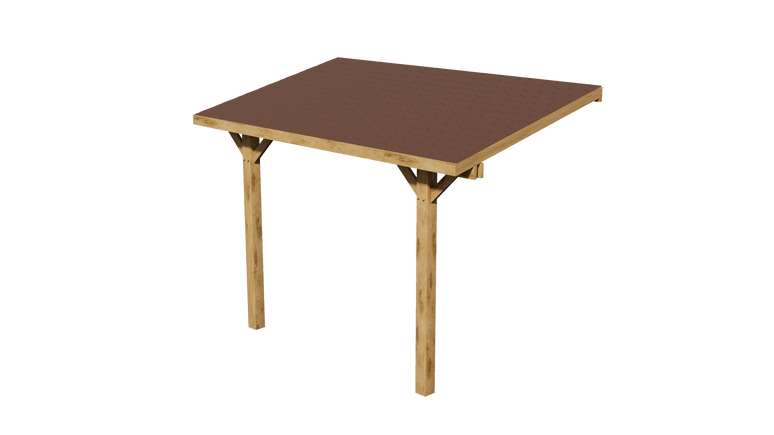 Oak Lean-To Gazebo with Katepal Brown Shingle Roof