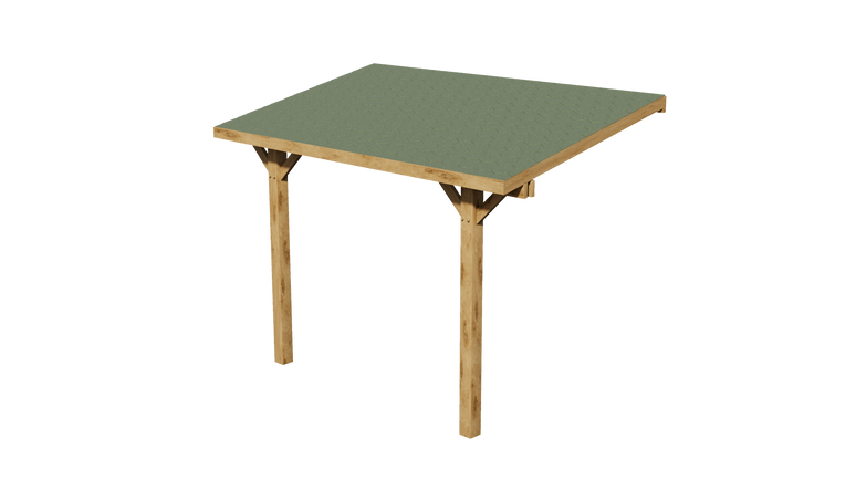 Oak Lean-To Pergola with Katepal Green Shingle Roof