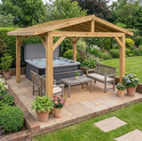 Oak Wooden Gazebo - Cedar Featheredge Roof - Apex Design - No Overhang