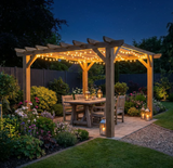 Oak Flat Roof Pergola with Open Roof Design