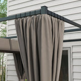 3m x 3m Pergola Canopy with Grey Curtains – Includes 8 Expansion Screws, Outdoor Patio Shade Shelter