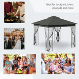 3x3m Steel Frame Double Roof Garden Gazebo - Durable Outdoor Canopy in Grey