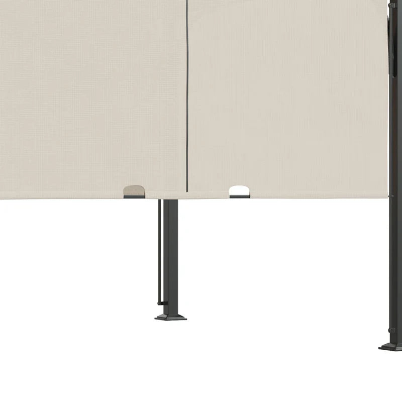 3m x 3m Retractable Pergola – Beige Canopy Roof with Cross Bars & Ground Stakes, Outdoor Patio Shade Shelter