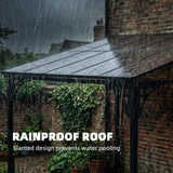 3m x 2.87m Lean-To Pergola with Polycarbonate Roof – Wall-Mounted Hardtop Garden Canopy, Durable Aluminium & Metal Frame Outdoor Patio Cover