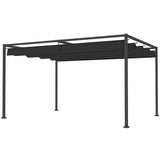 4m x 3m Metal Pergola – Black Retractable Canopy Roof, Outdoor Patio Garden Shade She