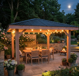 Planed Larch Pergola with Metal Corrugated Roof – 4-Pitch Garden Pergola