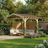 Wooden Apex Gazebo with Katepal Brown Shingle Roof & Overhang - Premium Weatherproof Garden Gazebo