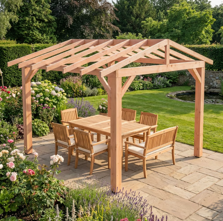 Planed Larch Pergola Frame - Open Roof – Contemporary Garden Structure