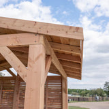 Planed Larch Apex Pergola with Cedar Featheredge Roof – With Overhang Design