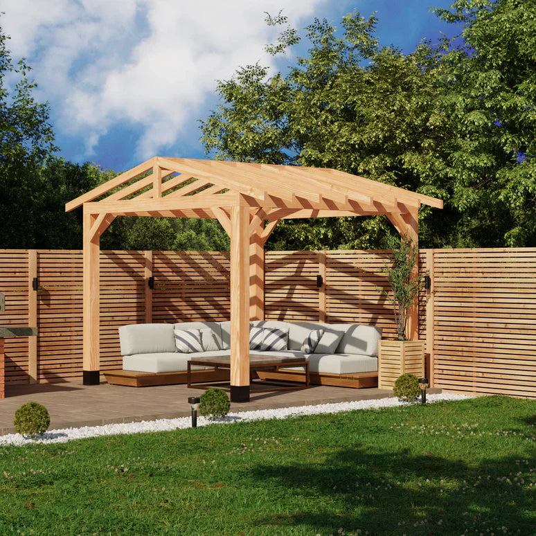 Planed Larch Pergola - Open Roof
