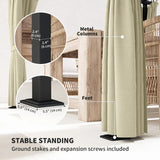 3m x 3m Retractable Roof Pergola – Beige Canopy with Curtains, Outdoor Patio Shade Shelter