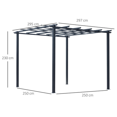 3m x 3m Metal Pergola Garden Gazebo – Outdoor Grape Trellis for Climbing Plants, Decorative Arbour Sun Shelter Frame