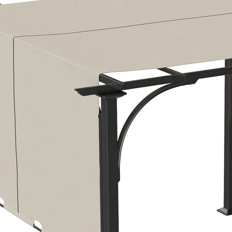 3m x 3m Retractable Pergola – Beige Canopy Roof with Cross Bars & Ground Stakes, Outdoor Patio Shade Shelter