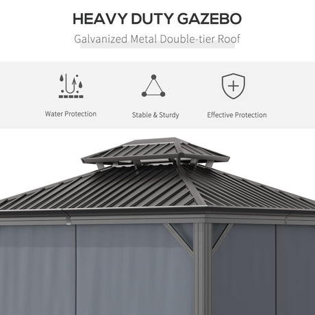 Grey 3m x 3.7m Hardtop Gazebo