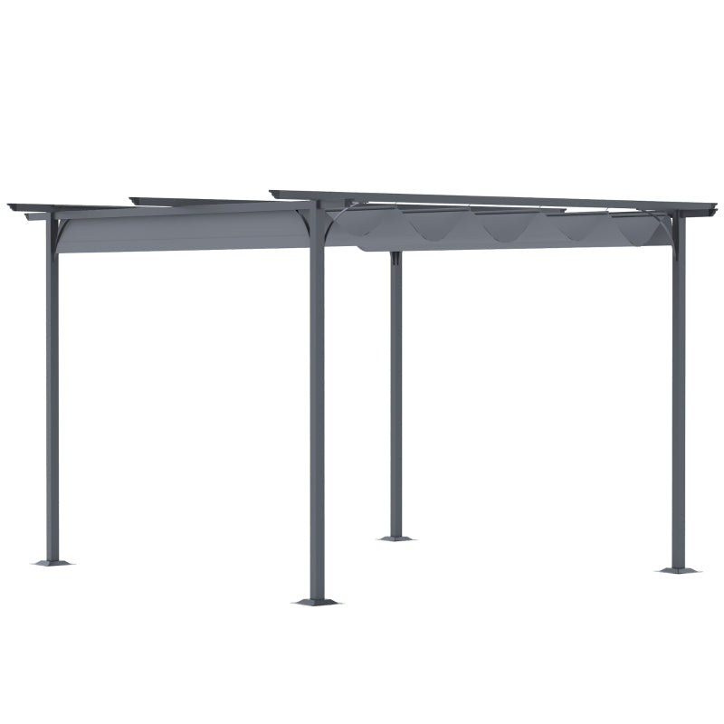 3.5m x 3.5m Metal Pergola – Grey Patio Shelter with Open Roof