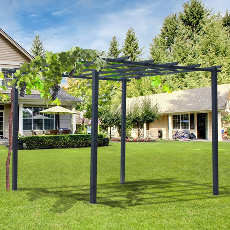 3m x 3m Metal Gazebo Pergola – Trellis Side Panels Garden Shelter