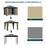3m x 3m Timber Hardtop Gazebo with Galvanised Steel Roof - Wooden Garden Pavilion with Double Tier Roof