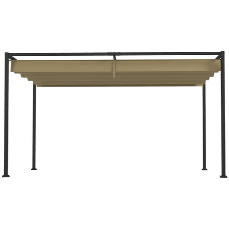 3m x 2m Retractable Roof Pergola – Khaki Outdoor Garden Canopy