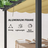 3m x 3m Aluminium Pergola – Khaki Retractable Canopy Roof, Outdoor Patio Shade Shel