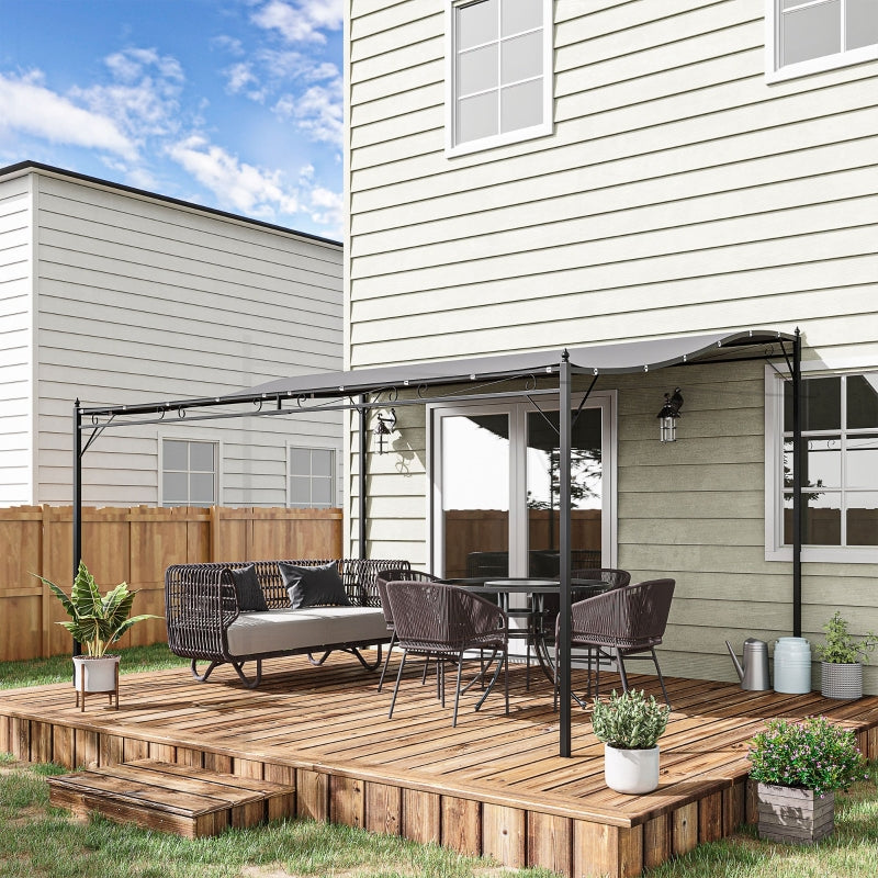 4m x 3m Curved Roof Metal Pergola – Grey Outdoor Patio Shelter