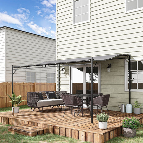 4m x 3m Curved Roof Metal Pergola – Grey Outdoor Patio Shelter