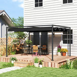 4m x 3m Metal Pergola – Black Retractable Canopy Roof, Outdoor Patio Garden Shade She