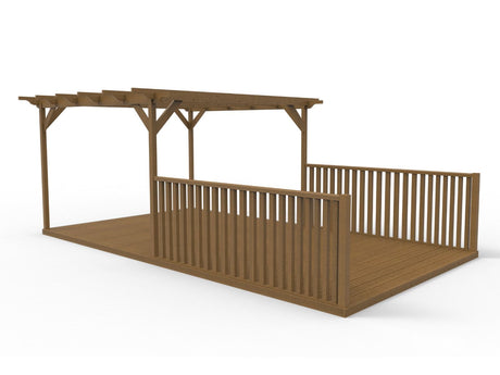 Rectangular Pergola And Decking Kit With Balustrade V.1