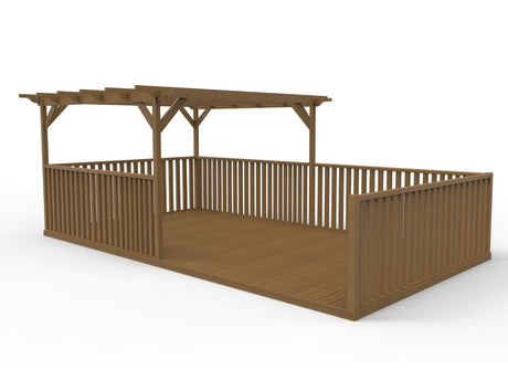 Rectangular Pergola and Decking Kit With Balustrades V.10