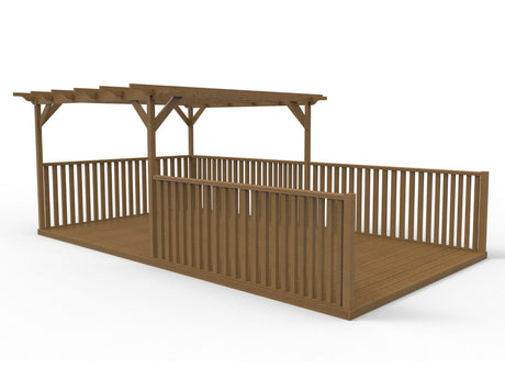 Rectangular Pergola and Decking Kit With Balustrades V.11
