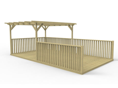 Rectangular Pergola and Decking Kit With Balustrades V.11