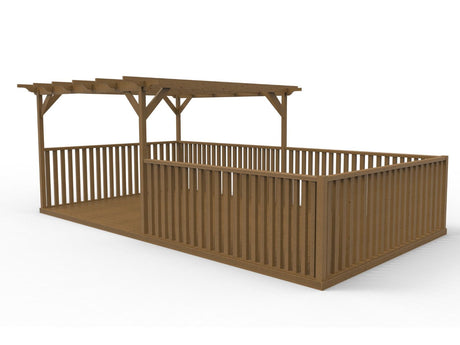 Rectangular Pergola and Decking Kit With Balustrades V.12