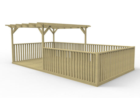Rectangular Pergola and Decking Kit With Balustrades V.12