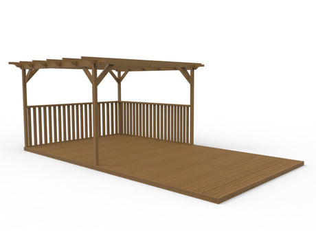 Rectangular Pergola and Decking Kit With Balustrades V.2