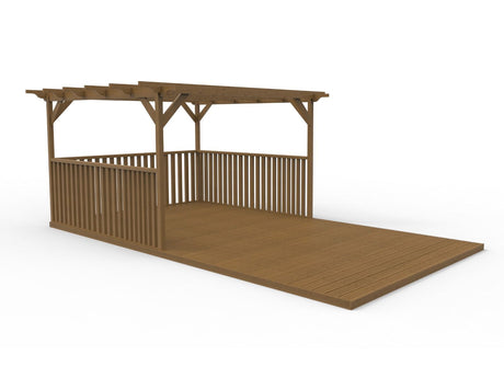 Rectangular Pergola and Decking Kit With Balustrades V.3
