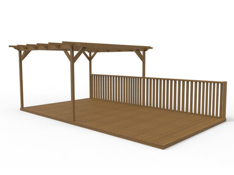 Rectangular Pergola And Decking Kit With Balustrade V.5