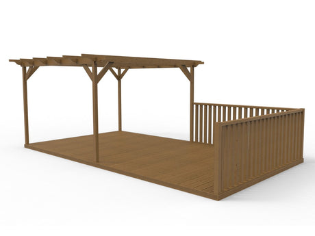 Rectangular Pergola And Decking Kit With Balustrade V.6