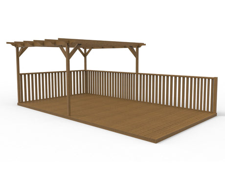 Rectangular Pergola And Decking Kit With Balustrade V.8