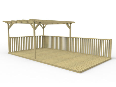 Rectangular Pergola And Decking Kit With Balustrade V.8