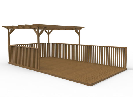 Rectangular Pergola And Decking Kit With Balustrade V.9