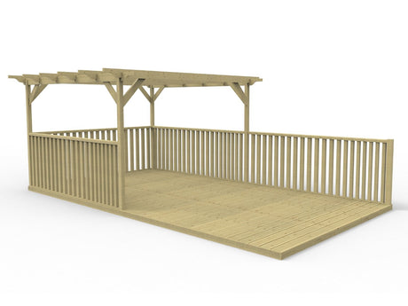 Rectangular Pergola And Decking Kit With Balustrade V.9