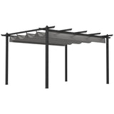 4m x 3m Aluminium Pergola – Grey Retractable Criss Cross Roof, Outdoor Patio Garden Shade Shelter