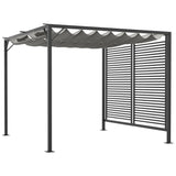 3m x 2.8m Metal Pergola – Grey Fabric Retractable Roof, Outdoor Patio Garden Shade Shelter