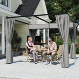 3m x 3m Pergola Canopy with Grey Curtains – Includes 8 Expansion Screws, Outdoor Patio Shade Shelter
